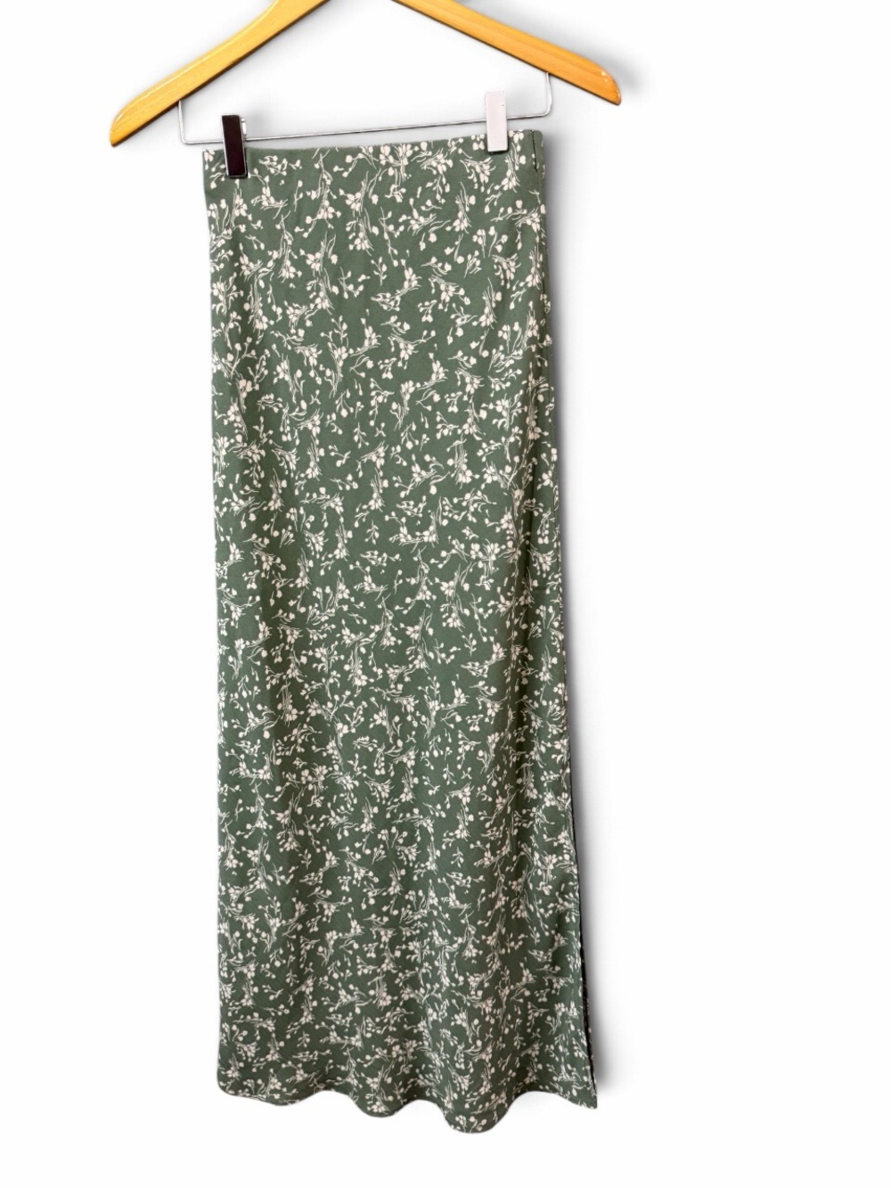 Altar’d State Green Floral Maxi Skirt with Slit Size XS